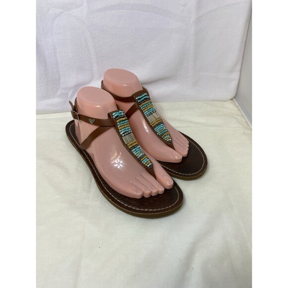 Roxy Beaded Thong Sandals Women’s 7 Brown - Picture 1 of 7